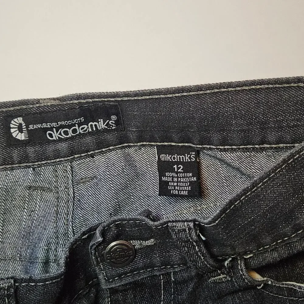 Akademiks Baggy Jeans Boys 12 Black Faded Y2K Hip Hop Skater Hipster Streetwear